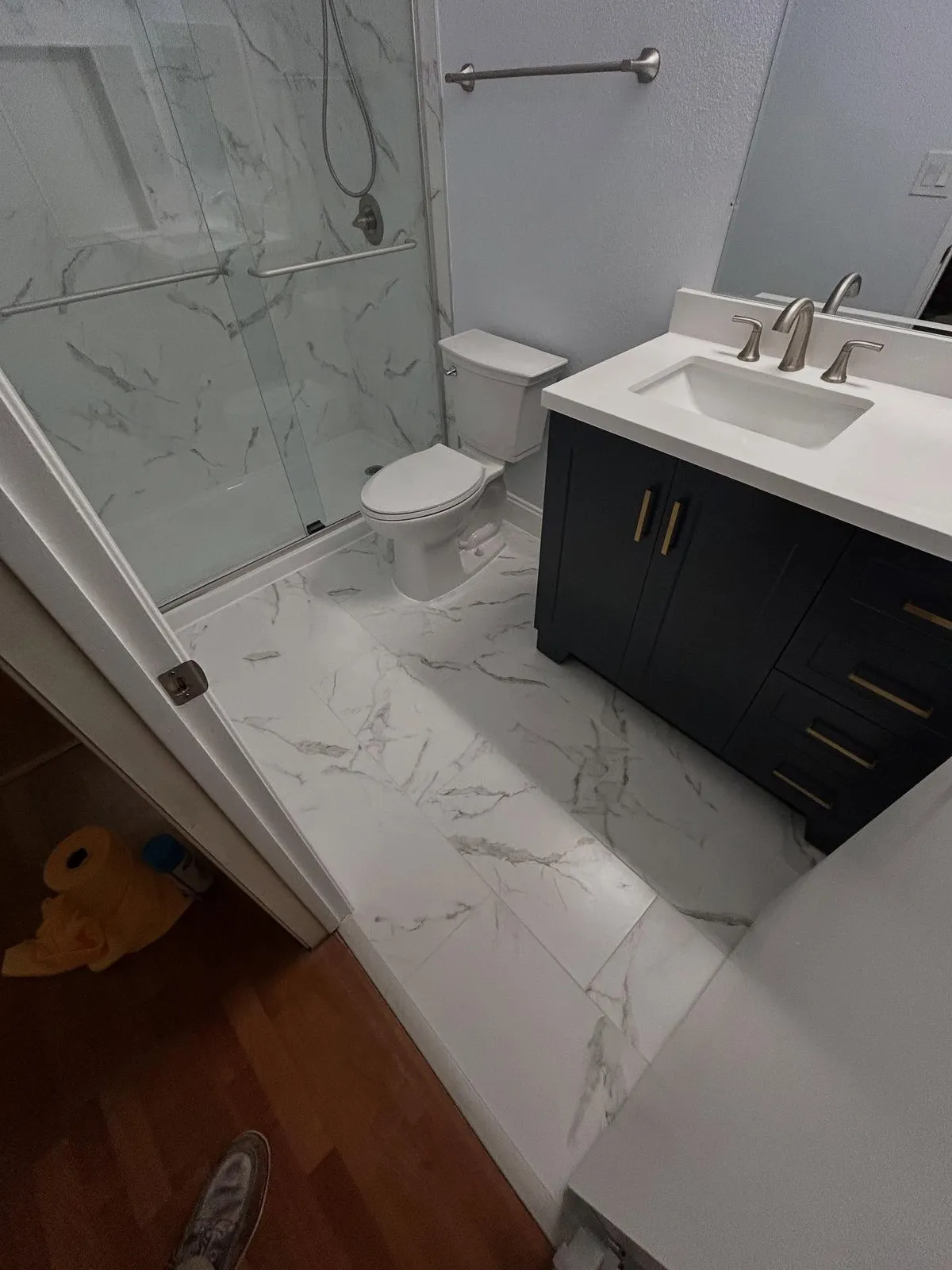 Marble primary bath remodel